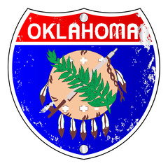 Poster - Oklahoma Flag Icons As Interstate Sign