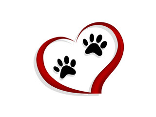 Poster - Paws in red heart