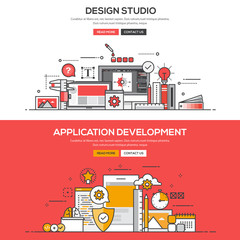 Flat design line concept -Design Studio and Application Developm