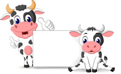 Sticker - illustration of cute baby cow cartoon