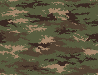 Wall Mural - digital pixel camouflage green seamless pattern