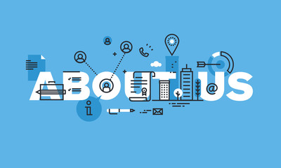 Wall Mural - modern thin line design concept for about us website banner. vector illustration concept for basic c