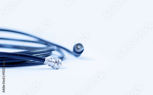 Cuadros en Lienzo Professional coaxial cable RG6 and TV type in blue technology tone