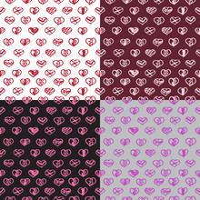 Love Seamless Pattern Romantic Doodle Hearts Unique