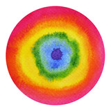 Fototapeta Tęcza - abstract rainbow circle shape,chakra aura power, watercolor pain