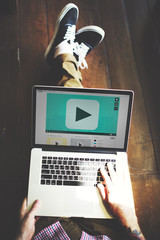 Wall Mural - play button audio video media technology concept