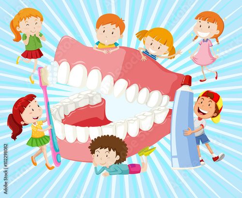 Fototapeta do kuchni Children with clean teeth