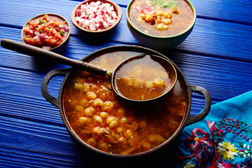 Wall Mural - Pozole with mote big corn stew from Mexico