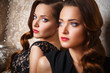 © cherry_d - Portrait of beautiful twins young women in gorgeous evening dresses