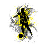 Fototapeta Sport - Fußballspieler vor gelbem Hintergrund mit Farbspritzern