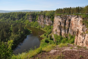 nature,cliffs, river with the beautiful beach