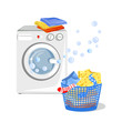 washing machine and clean clothes isolated