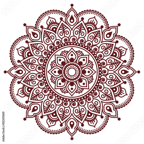 Fotografía Mehndi, Indian Henna brown tattoo pattern or background