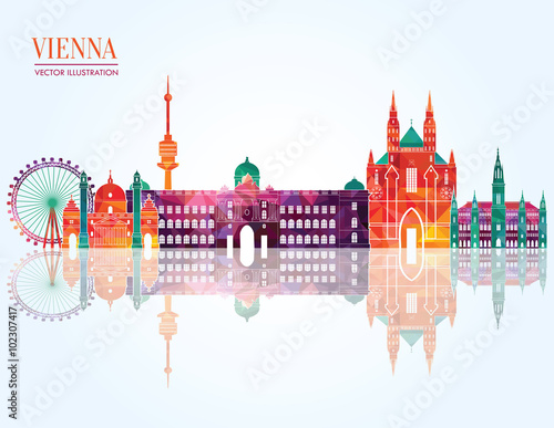 Photo Vienna skyline detailed silhouette. Vector illustration