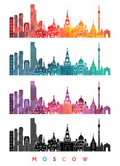 Wall Mural - Moscow detailed skylines. vector illustration