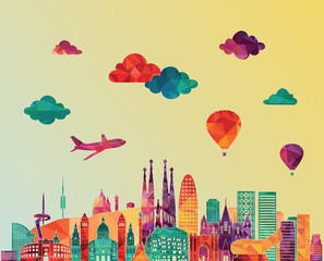 Wall Mural - Barcelona skyline. Vector illustration