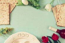 Pesah Celebration Concept (jewish Passover Holiday) With Wine And Matza
