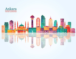 Wall Mural - Ankara detailed skylines. vector illustration