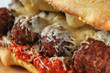 © seba tataru - Tasty meatballs sandwich in a ciabatta with tomato sauce and parmesan