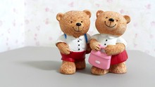 Couple Of Ceramic Bear Dolls Go To School