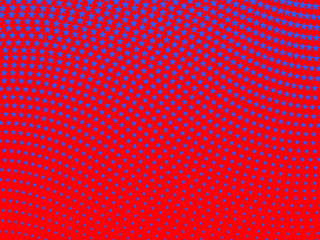Simple retro wavy halftone pattern of blue stars on a red backgr