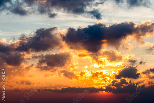 Nowoczesny obraz na płótnie colorful dramatic sky with cloud at sunset