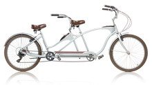 Retro Styled Tandem Bicycle Isolated On A White