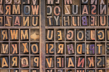 Canvas Print - wood type printing blocks background