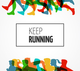 Wall Mural - Running marathon, people run, colorful poster