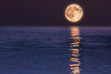 moon reflected on water. beautiful nature landscape
