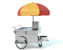 3d Illustration Of A Hot Dog Cart