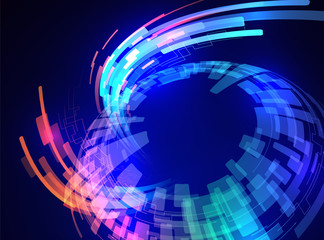 spherical surface, and ray of light, abstract image, vector illustration