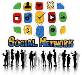 Wall Mural - Social Network Social Media Internet Web Online Concept