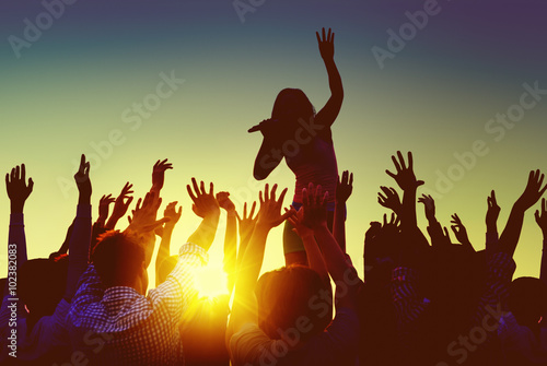 Fotografía Silhouettes of People at Outdoors Music Festival