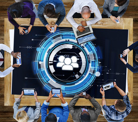 Wall Mural - technology team people hud teamwork concept