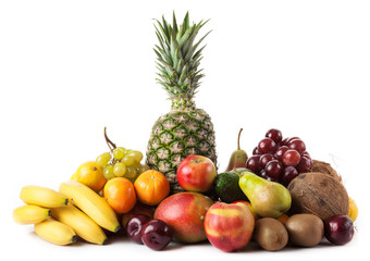 Sticker - exotic fruits isolated on white. Fresh fruits. different fresh f