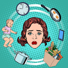 Wall Mural - Woman housework sadness