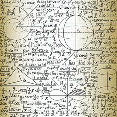 Wall Mural - beautiful vector seamless pattern with mathematical figures and plots, 