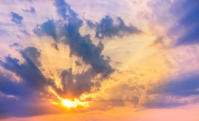 Wall Mural - amazing colorful sky background, at sunset time