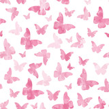 Seamless watercolor pink butterflies pattern