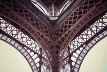 Close Up Eiffel Tower In Paris, France
