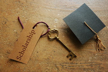 Wall Mural - Scholarship key and cap