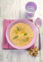 Canvas Print - velvet soup with chickpeas and dried mushroom