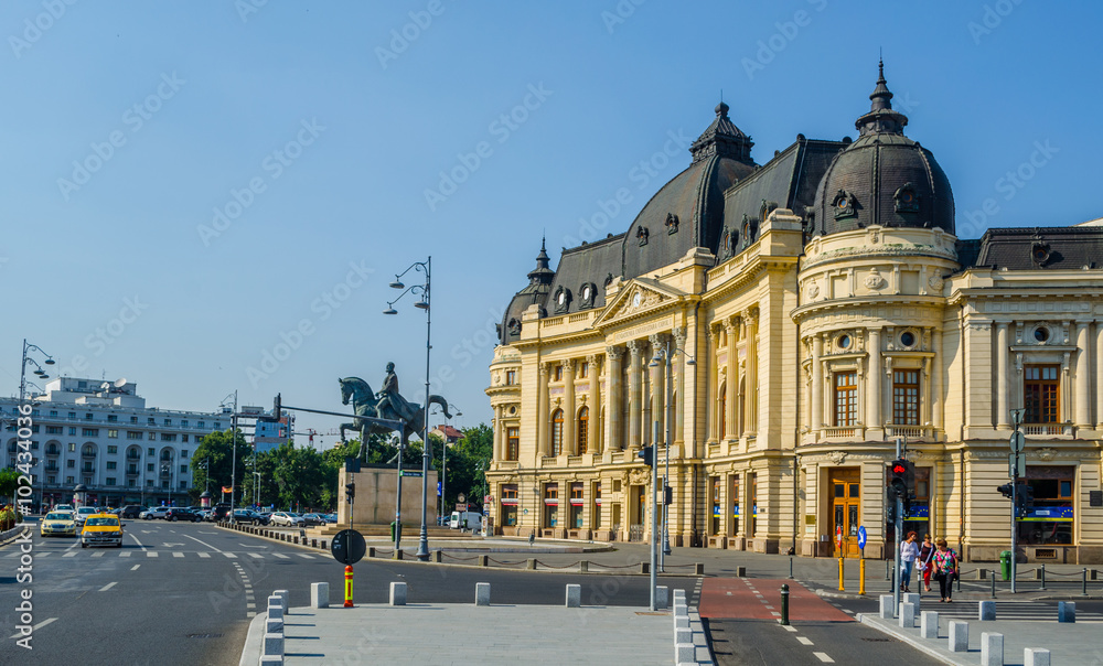 Obraz na płótnie Old Central University Library In Bucharest located on 