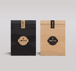 Wall Mural - brown and black paper packaging set mock up . coffee shop and restaurant.