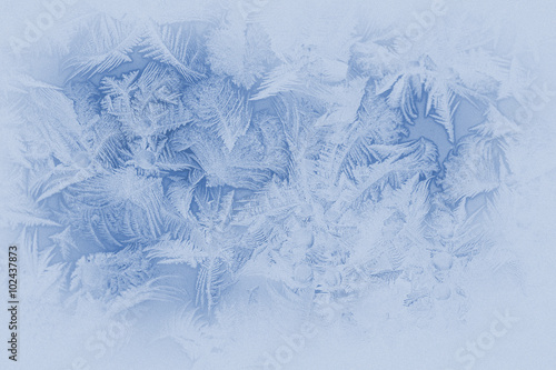 Cuadros en Lienzo Beautiful frost pattern on a window glass (in subdued colors, retro style)