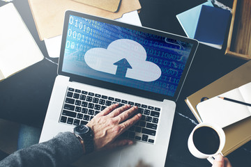 Wall Mural - cloud computing networking sharing storage media concept