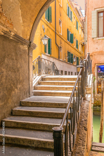 Obraz w ramie Lovely view on the bridge and the canal of Venice.