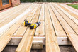 Wooden decking construction.
