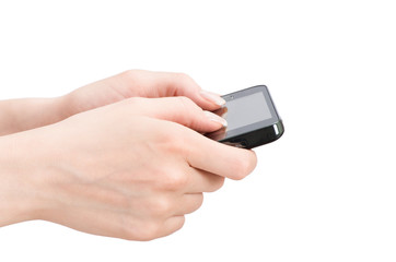 mobile phone in female hand